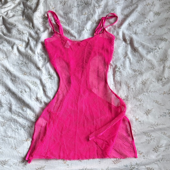Other - Neon pink net bikini coverup mini dress size small in great condition never worn